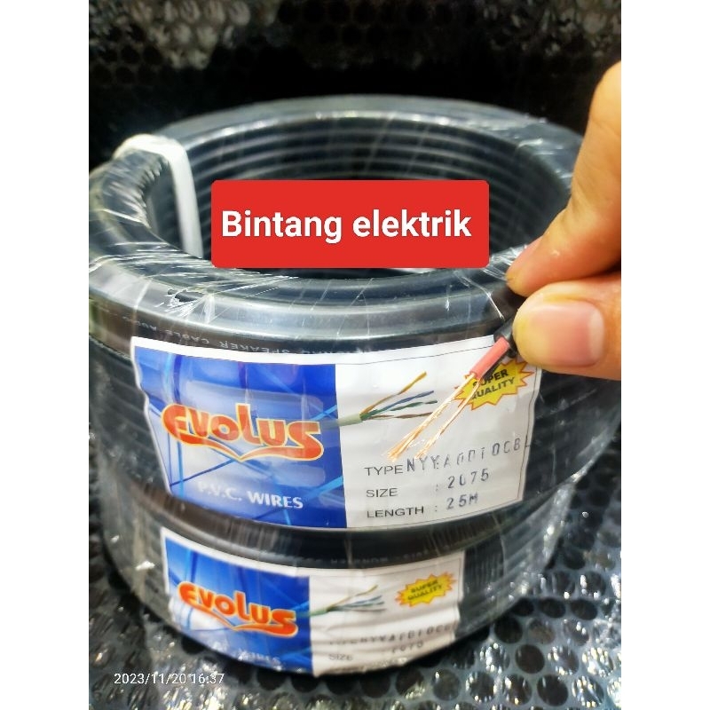 kabel serabut listrik / audio 2x0,75 Evolus (25meter)