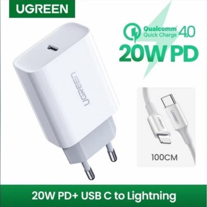 CHARGER ADAPTER+KABEL IPHONE 20W UGREEN USB C MFI FAST CHARGING
