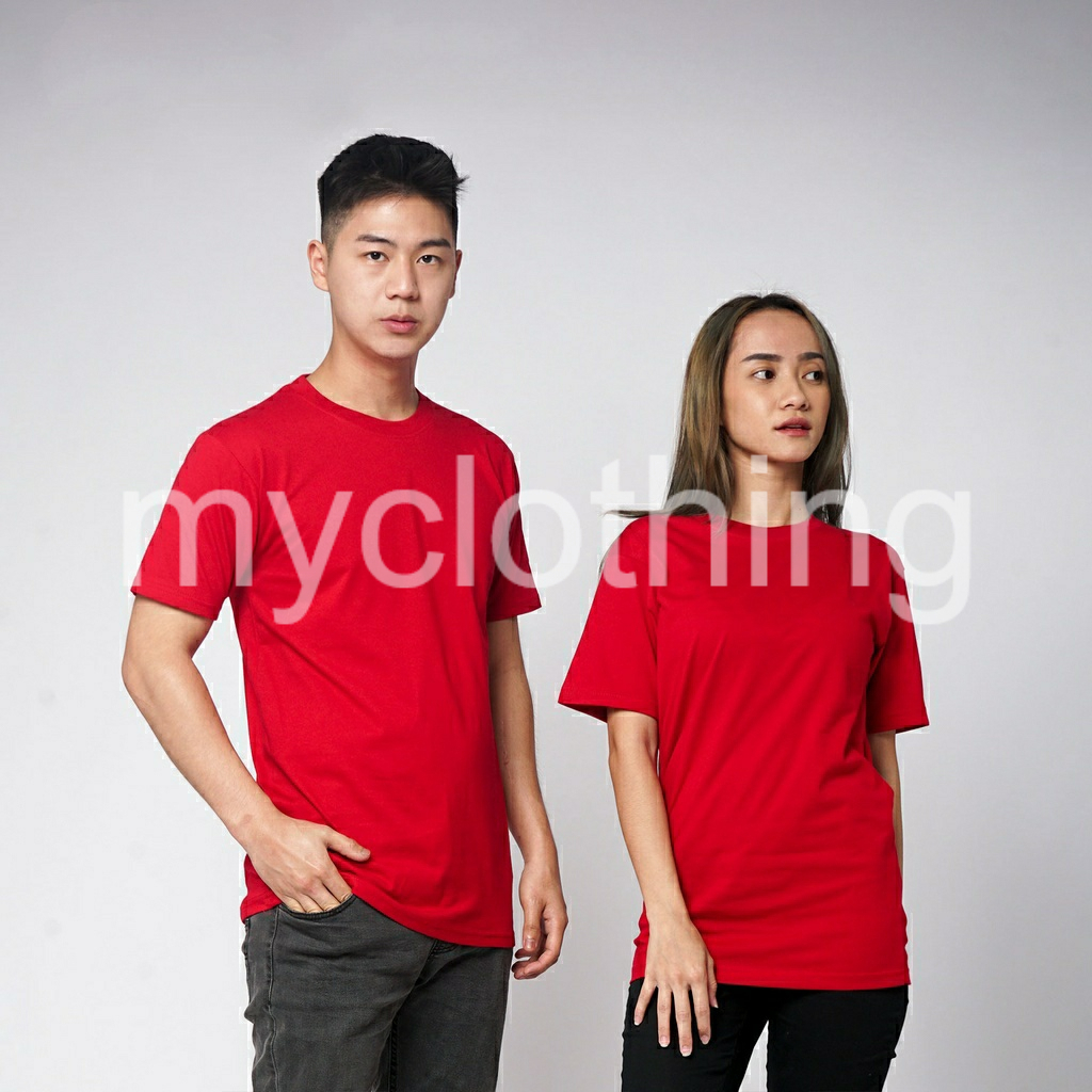 Kaos Merah Polos Premium Lengan Pendek Pria Wanita