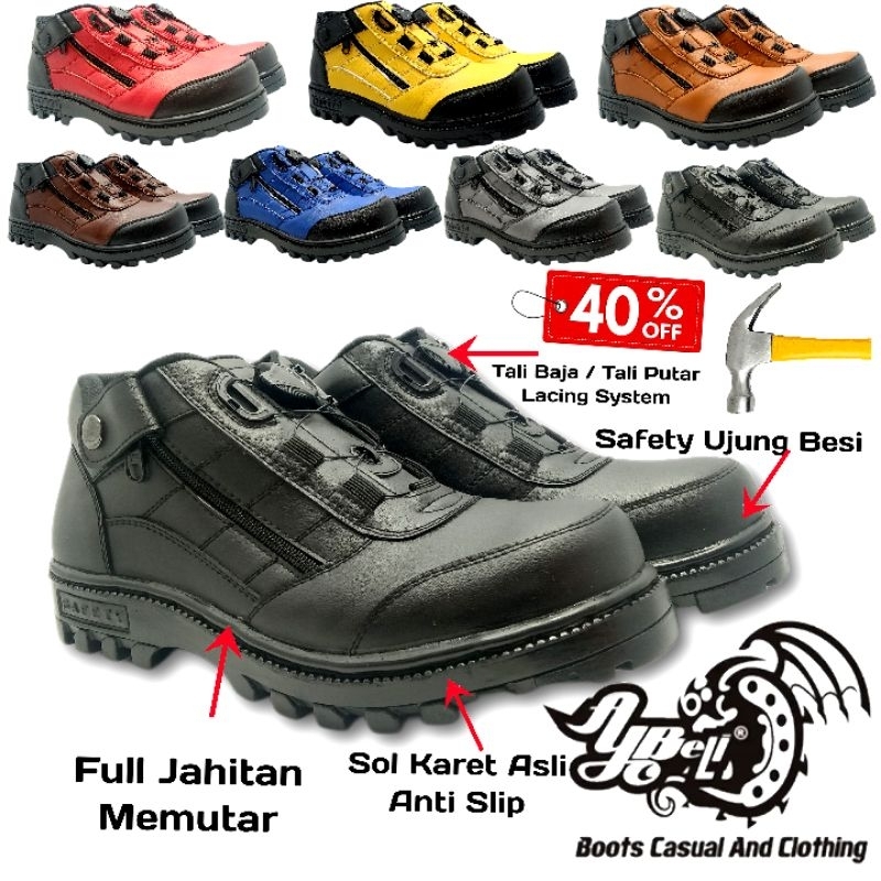 Sepatu Kerja - Safety Tali Putar Lacing System