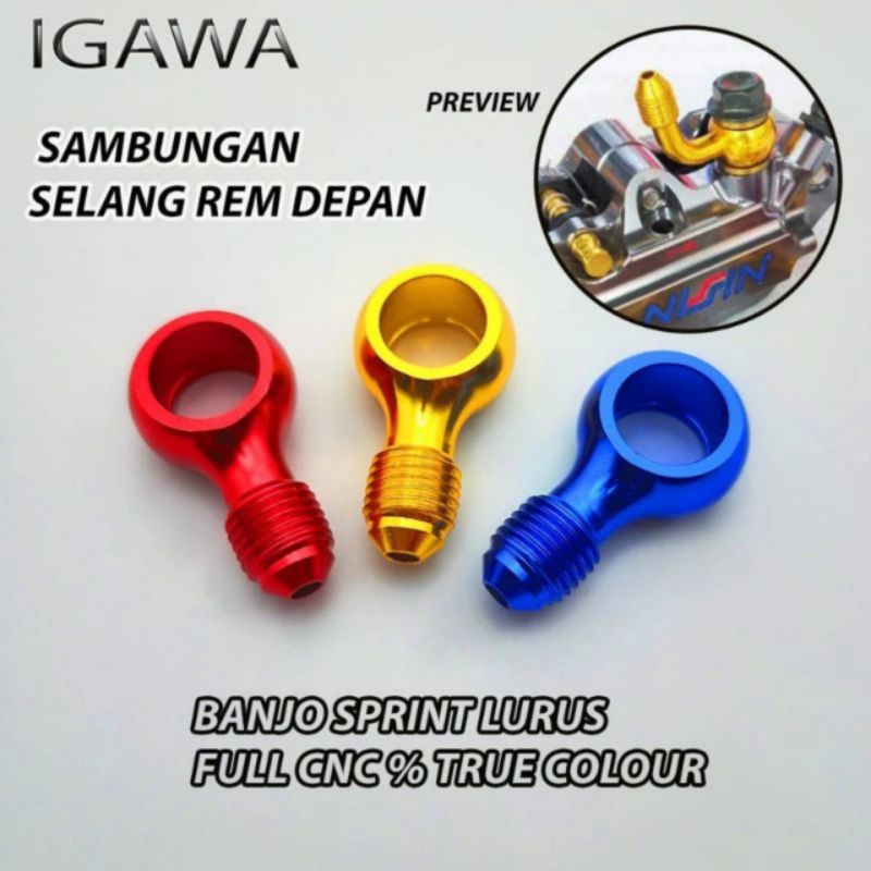 Baut Banjo Lurus Kaliper Sambungan Selang Rem Depan Cnc Probolt Titanium