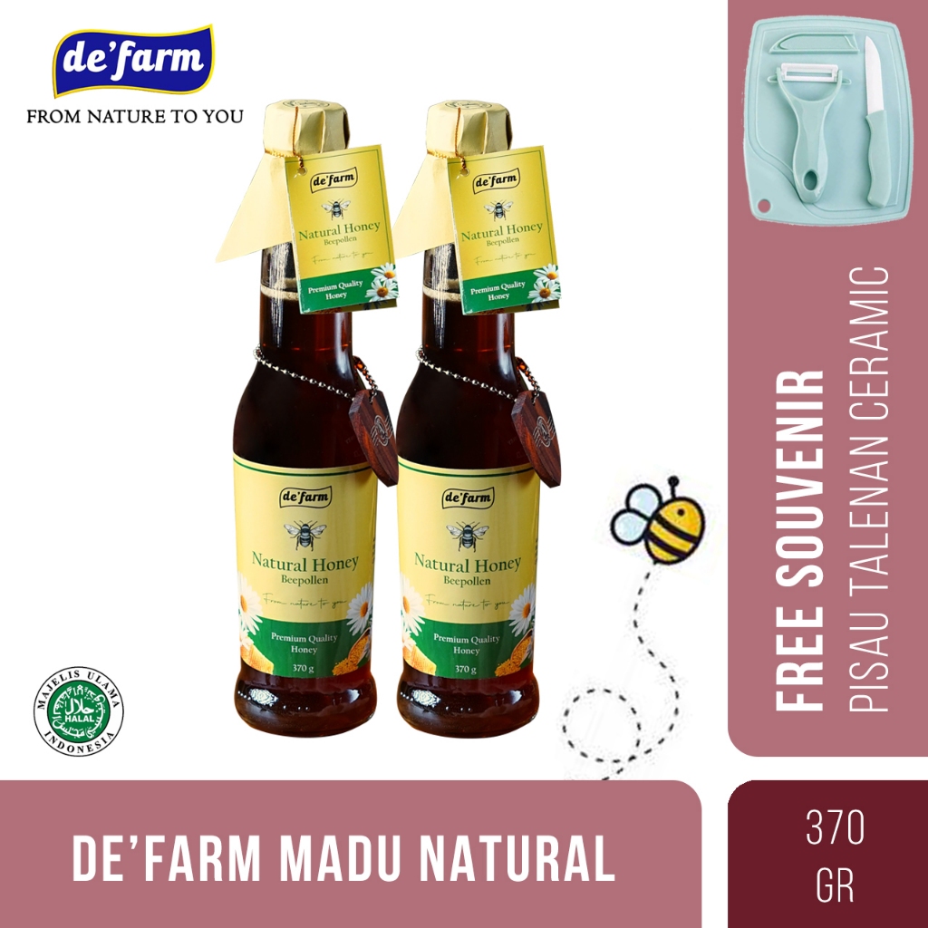 

De'farm Natural Honey Premium 370gr / Madu murni 100% - Paket 2 Botol - Label baru