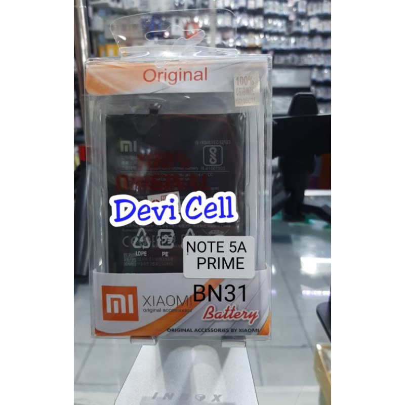 Baterai batre batrei battrey Xiaomi Redmi Note 5A PRIME BN31 original
