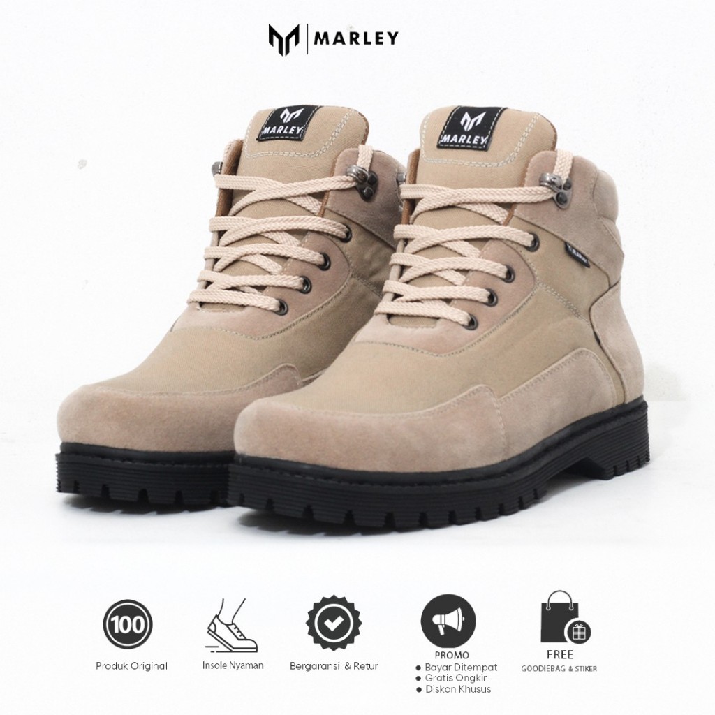 Marley Victor 10 - Marley Sepatu Boots Pria Kets Kuliah Kerja Hangout Krem