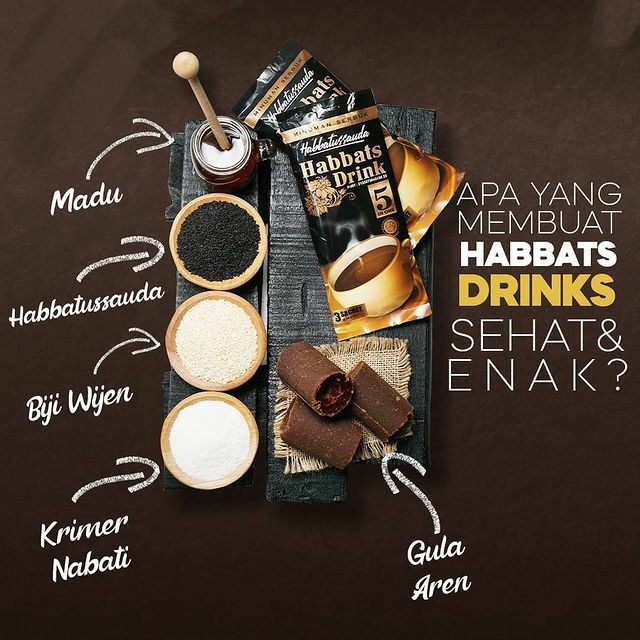 

HABBATS DRINK - Minuman Herbal Instan 5 in 1 Habbatussauda Plus Gula Aren Isi 10 Sachet