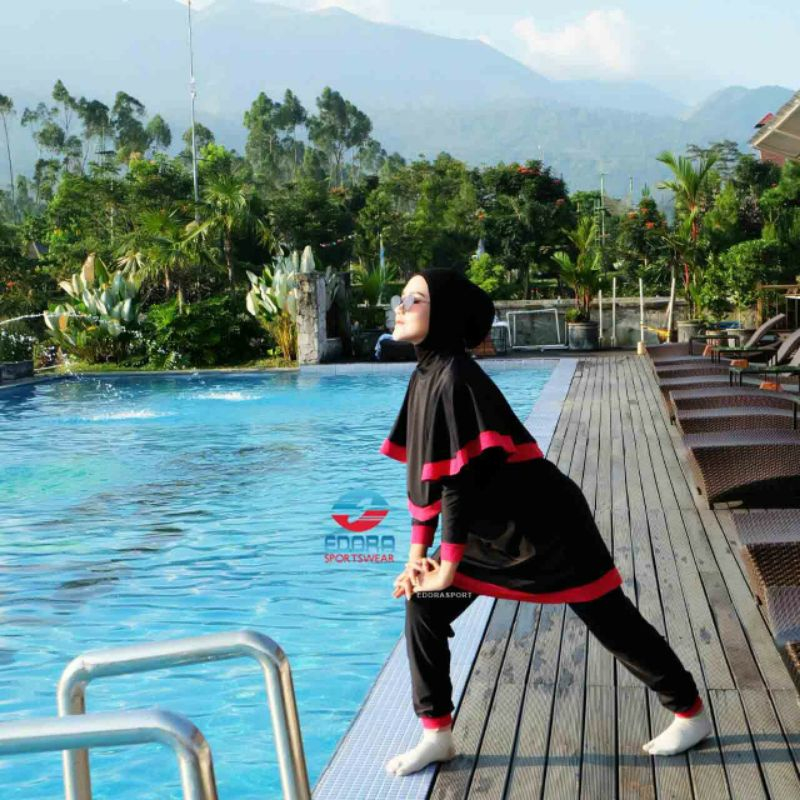 Baju Renang Muslim Perempuan Wanita Muslim Muslimah Syari Cewe Baju Remaja Dewasa EMP Edora model la