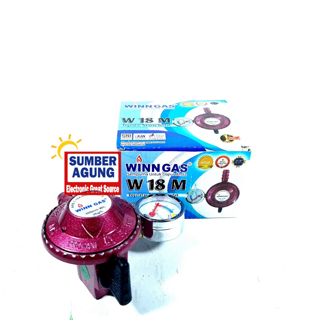 W18M Winn Gas Regulator SNI KAN Tekva Ungu Meter Indikator Meteran Isi Tabung LPG Gas Tekanan Rendah