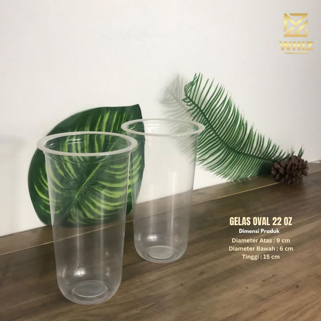 Gelas Plastik Datar/Oval 22 oz PP Tebal 10 gr Bisa Seal Gelas Kopi isi 50