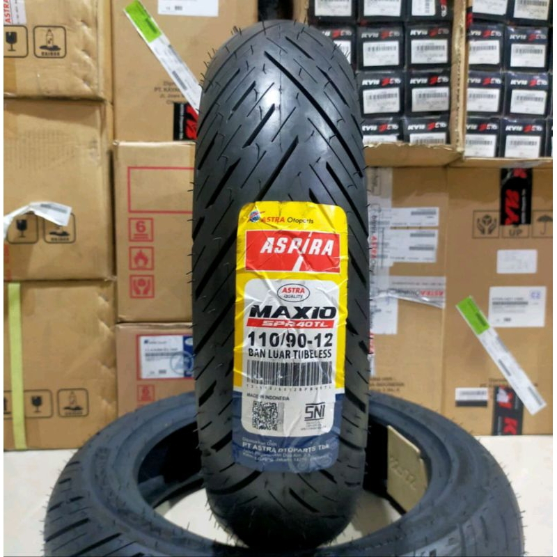 BAN LUAR MOTOR MATIC [ ORIGINAL ASPIRA ] MAXIO SPR40 TL 110/90 RING 12 TUBLES TUBELESS BELAKANG - SC