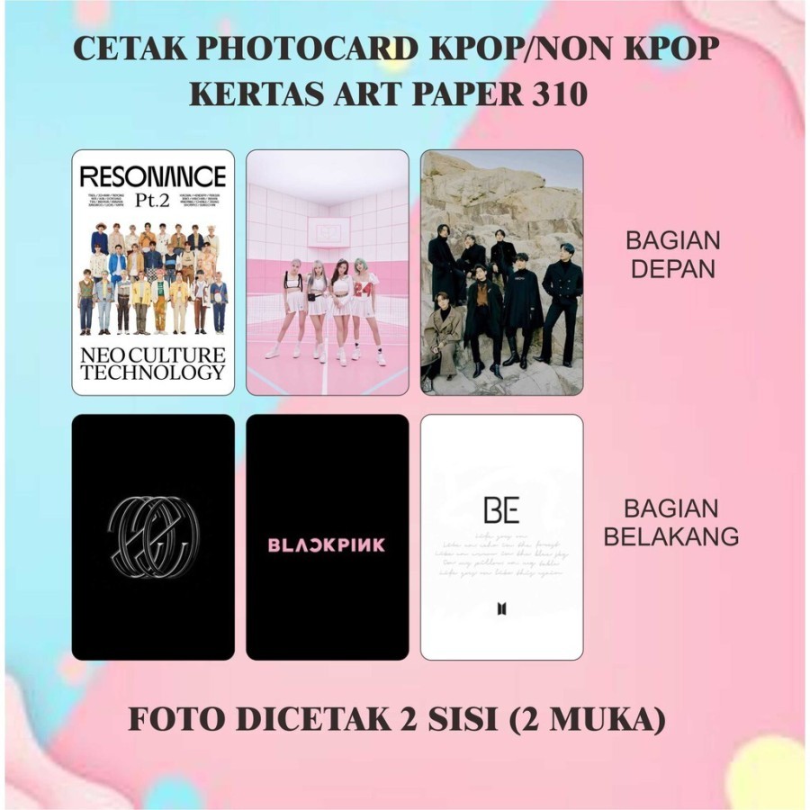 2 hari jadi PHOTOCARD CUSTOM 2 Sisi + Laminasi Glossy/Doff/Non laminasi
