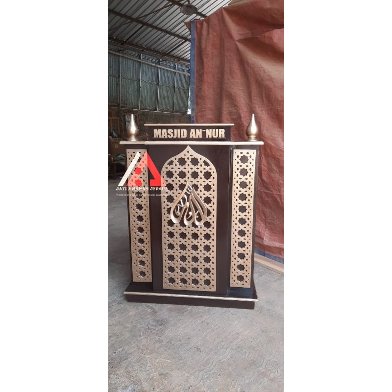 Podium minimalis jati asli, mimbar podium, mimbar masjid, podium masjid, podium ceramah, mimbar masj