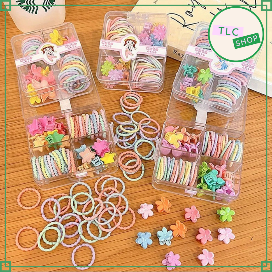 Set Ikat Rambut Dan Jepit Rambut Anak Box / Ikat dan Jepit Rambut Anak Set