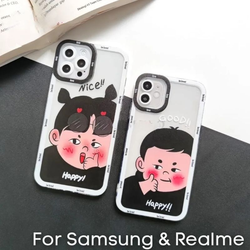 CASE COUPLE HAPPY GOOD NICE FOR REALME &amp; SAMSUNG J2 PRIME A03 A03S A22 4G A32 4G A52 A52S A11 M11 A12 M12 A13 A21S C3 5i 5S 6i C11 2020 C15 C20 C11 2021 C21 C21Y C25Y C25 C12 C31 C35 CASING HAPPY GOOD NICE TERBARU FOR HP SAMSUNG DAN REALME