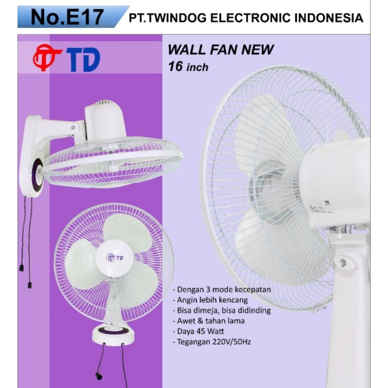 Kipas Angin Dinding/ Wallfan TD 12" / 16"