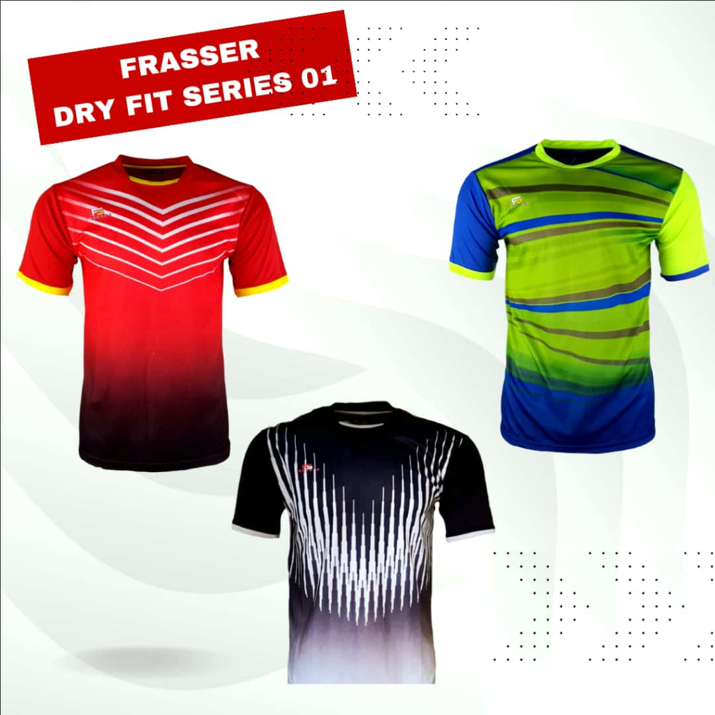 Frasser Kaos Jersey Dry Fit Bulutangkis Badminton Tenis Pingpong Running Lari Jogging Pria Wanita 04