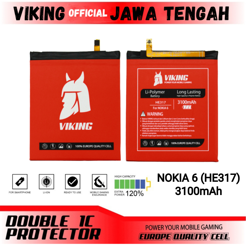 VIKING Baterai Nokia 6 (HE317) Double Power