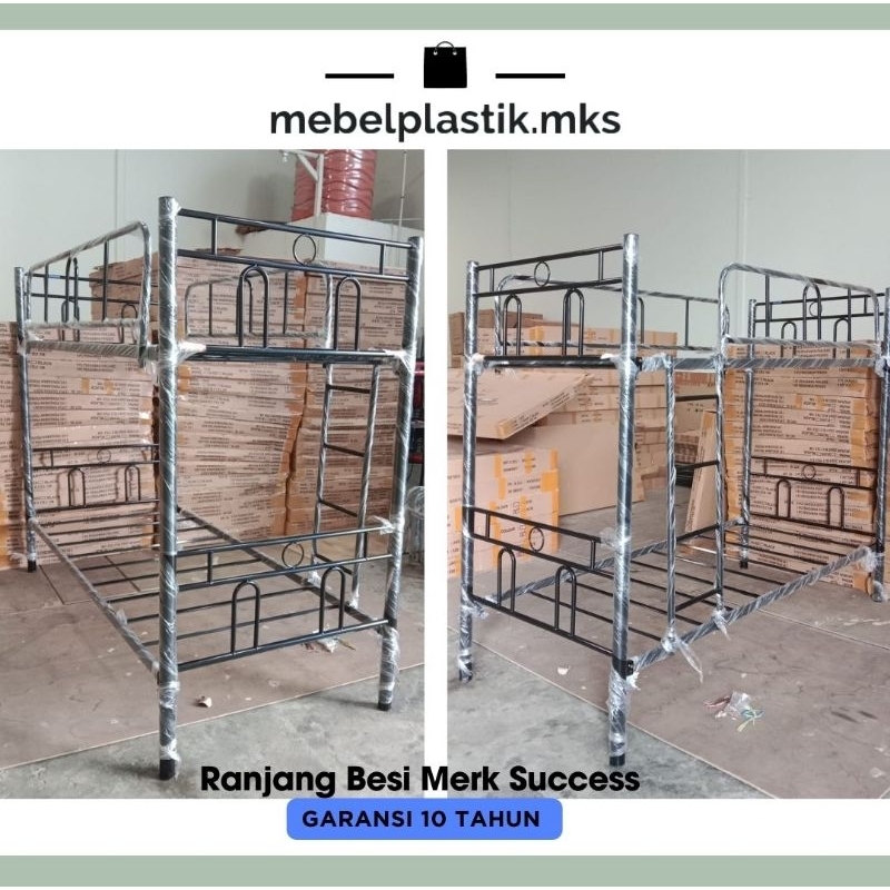 Ranjang Susun Success Besi kuat garansi 10 tahun hitam putih