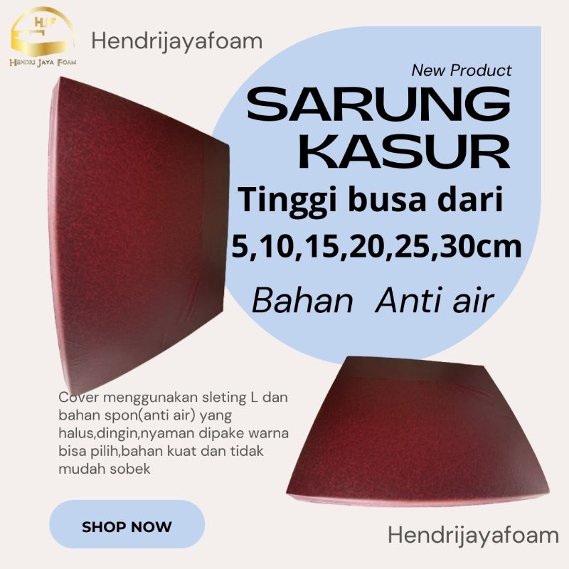 sarung/cover kasur busa inoac resleting tebal 5,10,15,20,25,30cm bahan anti air ukuran no 1,2,3,4,5