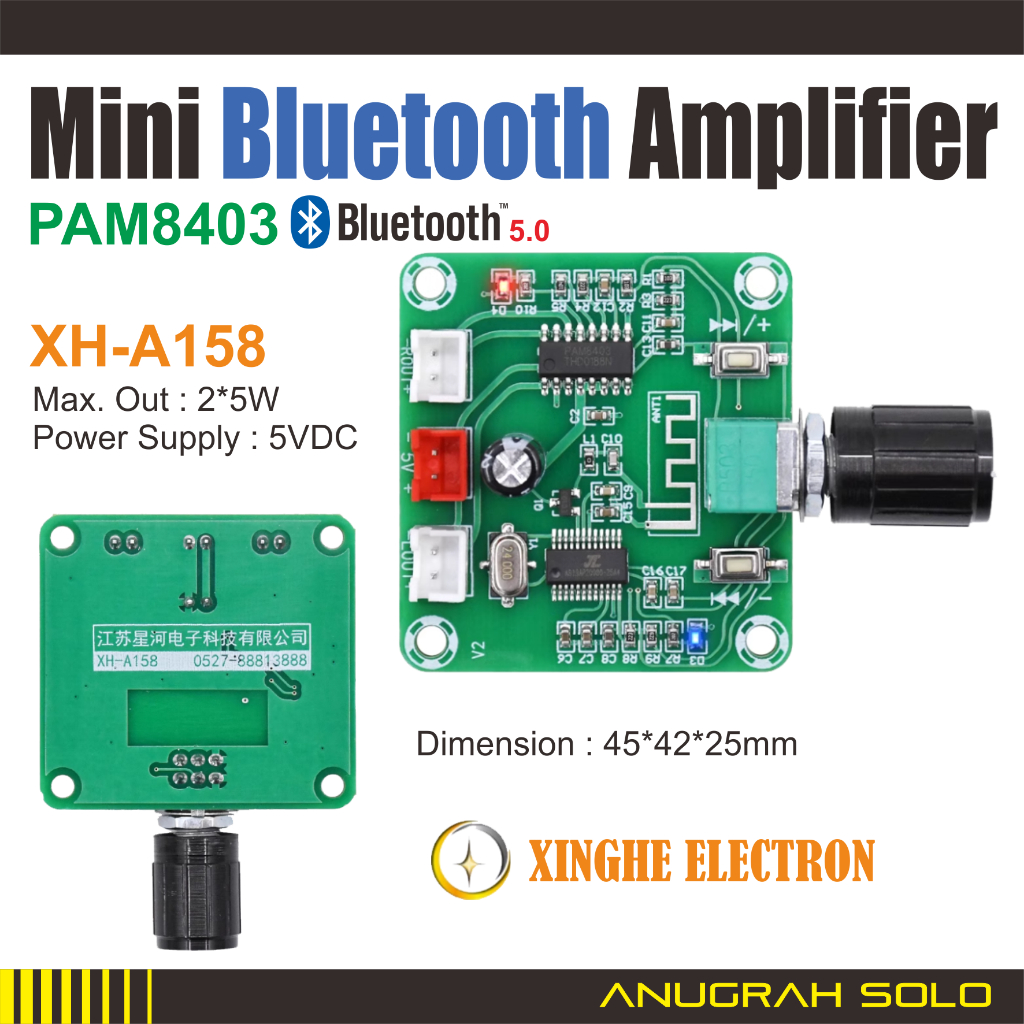 PAM8403 Stereo Bluetooth Amplifier Mini 2x 5W Bluetooth 5.0