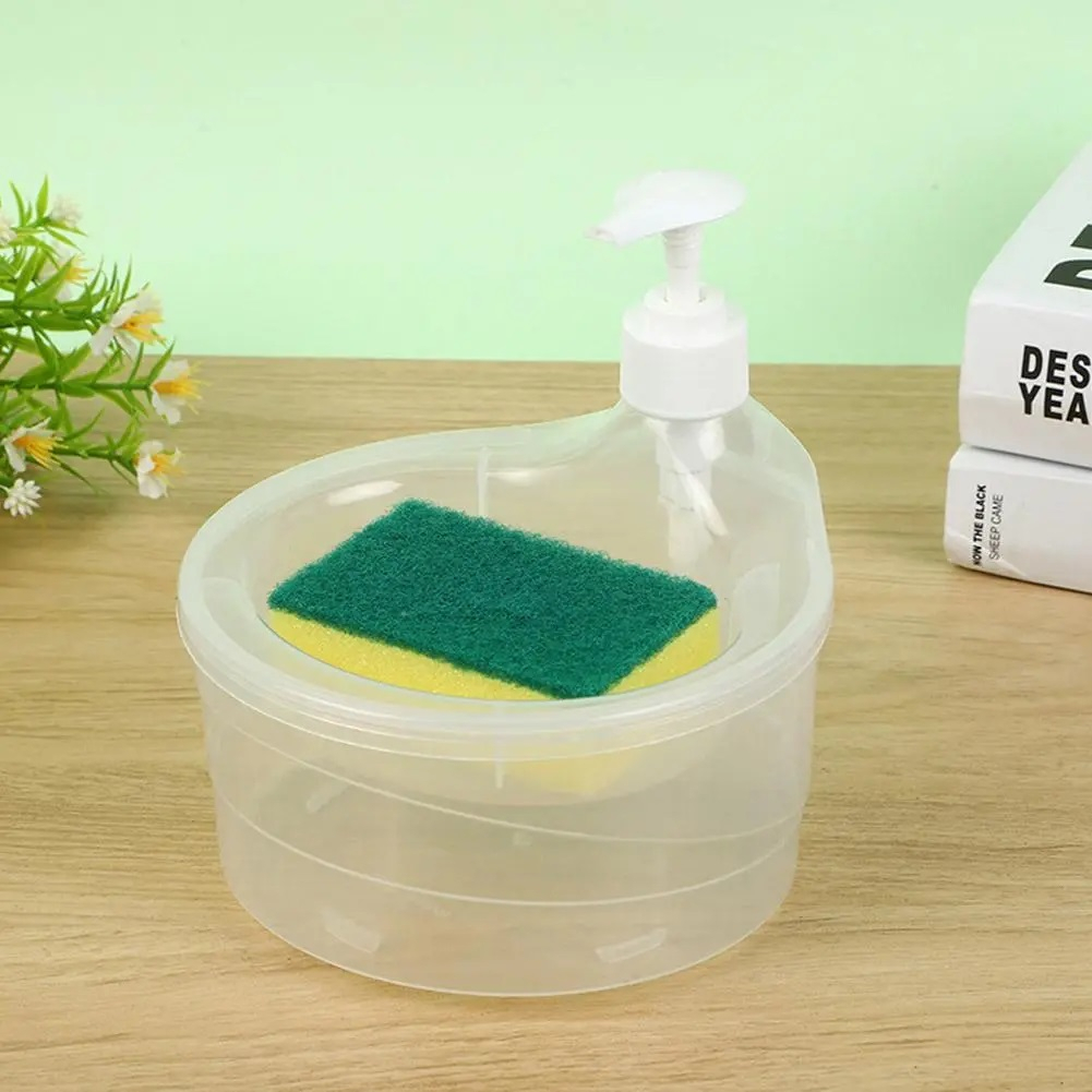 Dispenser Sabun Cair Botol Soap Pump dengan Spons Cuci Piring — 5