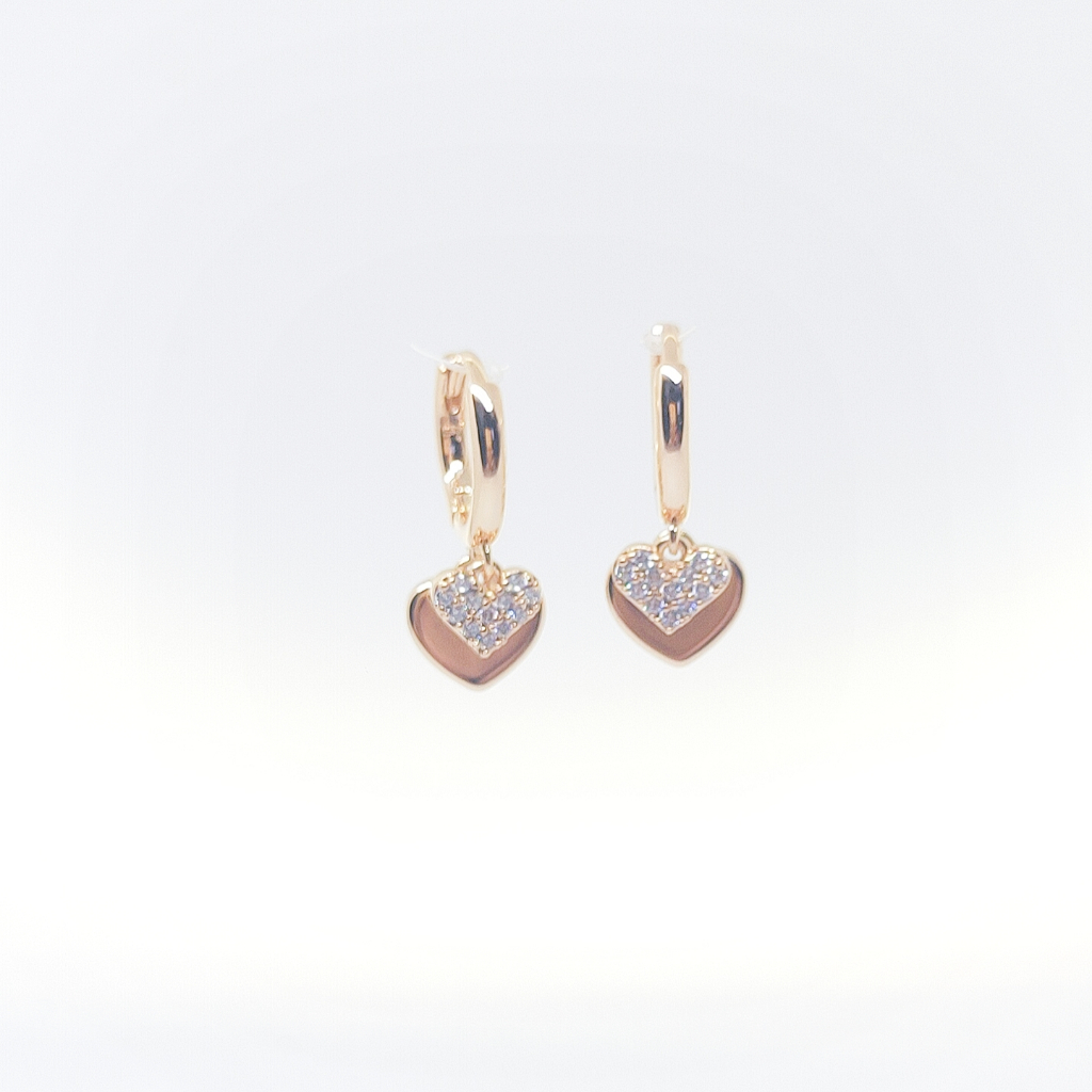 Anting Korean Style Anting Clip Bulat Motif Jurai Love Double 1394