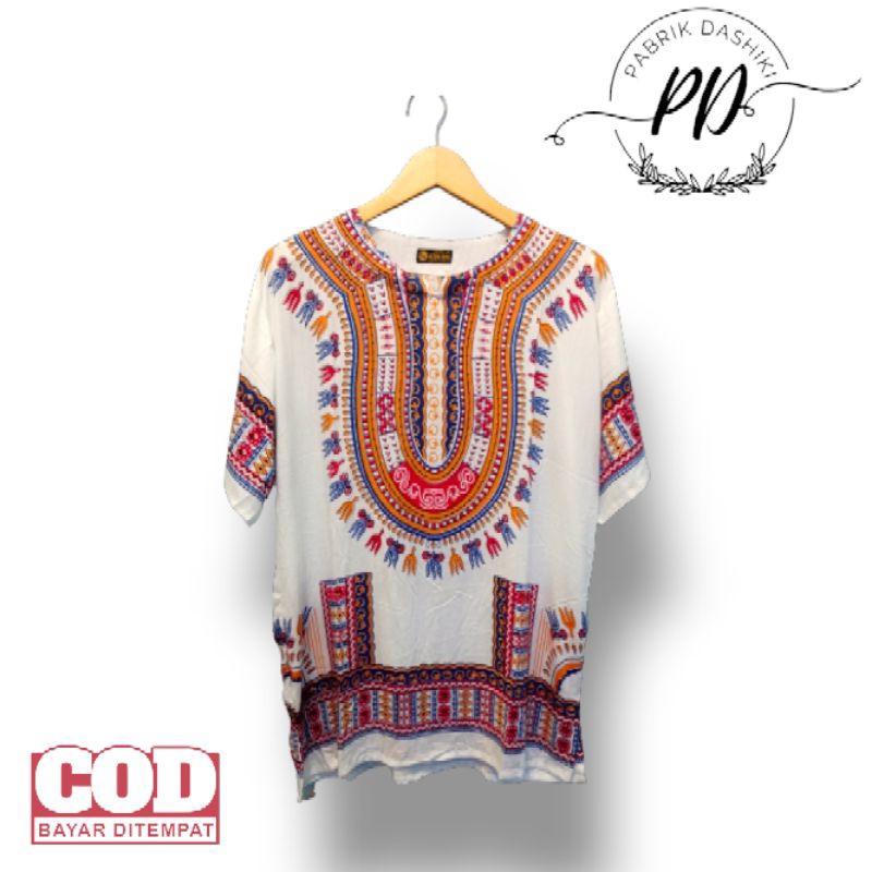 Baju dashiki bangkok orange/ baju pria wanita/ baju santai/ baju kaos dashiki