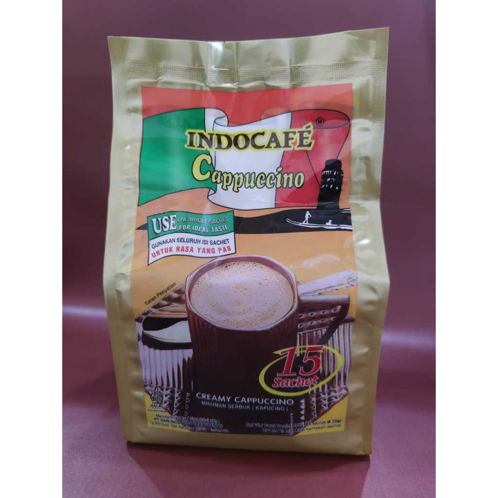 

Indocafe Cappuccino 375gr(isi 15 pcs) - Kopi Instan Cappucinno