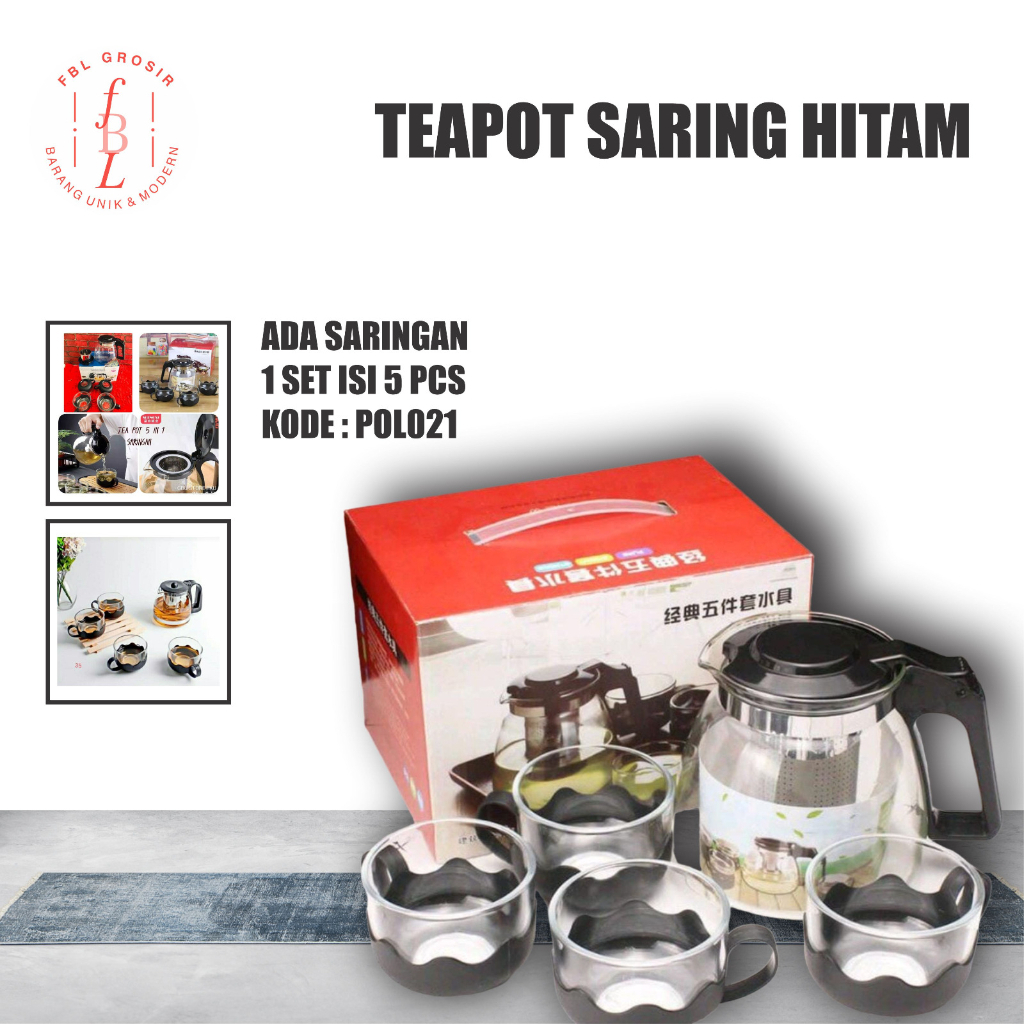 TEA POT SARINGAN/TEA POT SET 5IN1/TEKO TEH KOPI MURAH/TEA POT KACA