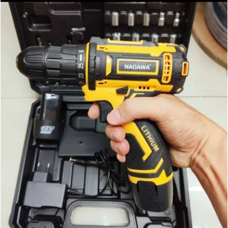 Bor Baterai NAGAWA 12V NAGAWA Bor Cordless SET 12V