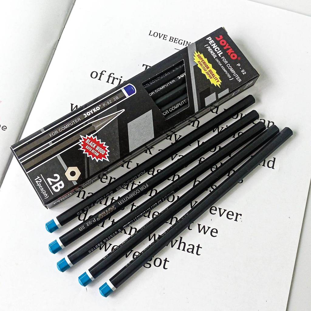 

Pencil 2B Joyko P-92 2b Hexagonal grip pensil kayu hitam per pcs
