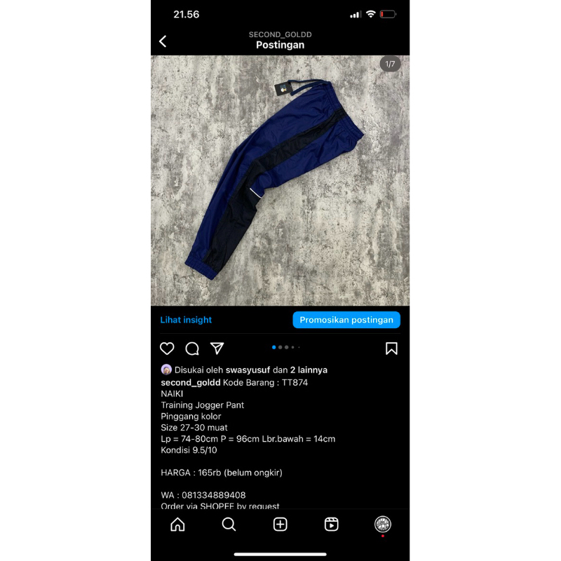 Celana Training Naiki TT874