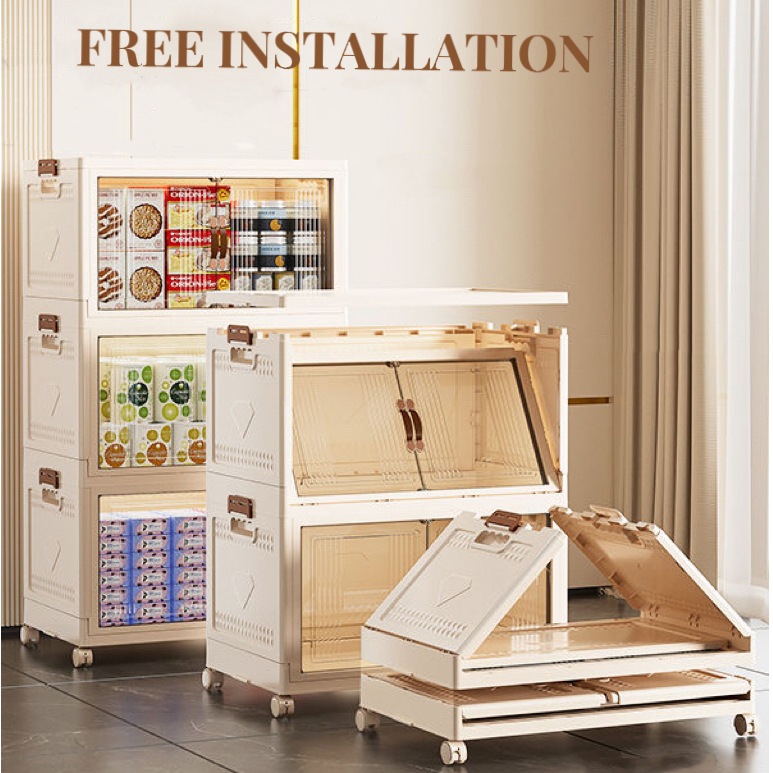 Rak Plastik Susun Transparan Lemari Penyimpanan Multifungsi/Storage Cabinet Pakaian/Makanan/Buku/Mai