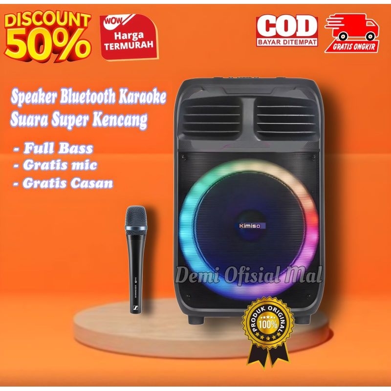 Speaker Karaoke Bluetooth Full Bas Gratis Mic Ukuran Besar 3383 / Spaker Salon Aktif Jumbo