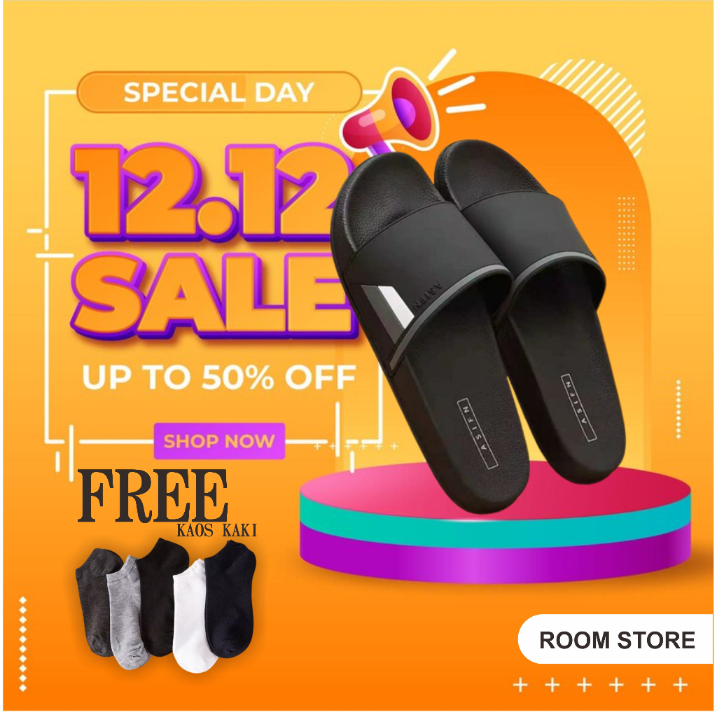 Promo Ramadhan Sale Promo Sandal Slop ASiFn Unisex / mode simple / bayarditempat