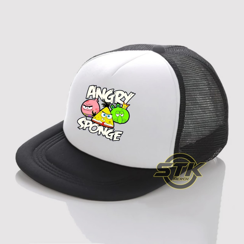ANGRY SPONGE / Topi Jaring Distro Spongebob Squarepants / Topi Snapback Trucker Premium / Topi Pria 