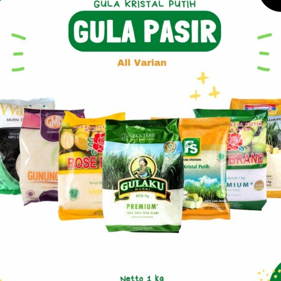 

Ready Gula Pasir 1kg / Gula Tebu Kemasan dan Gula Lokal 1kg / putri.herbalshop