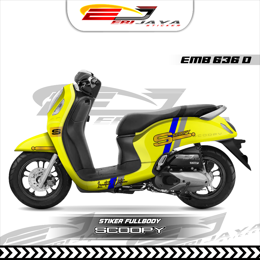 STIKER FULL BODY SCOOPY VARIASI MOTOR RETRO-STIKER SKUTIK FREE CUSTOM TULISAN NEW DESAIN-EMB636