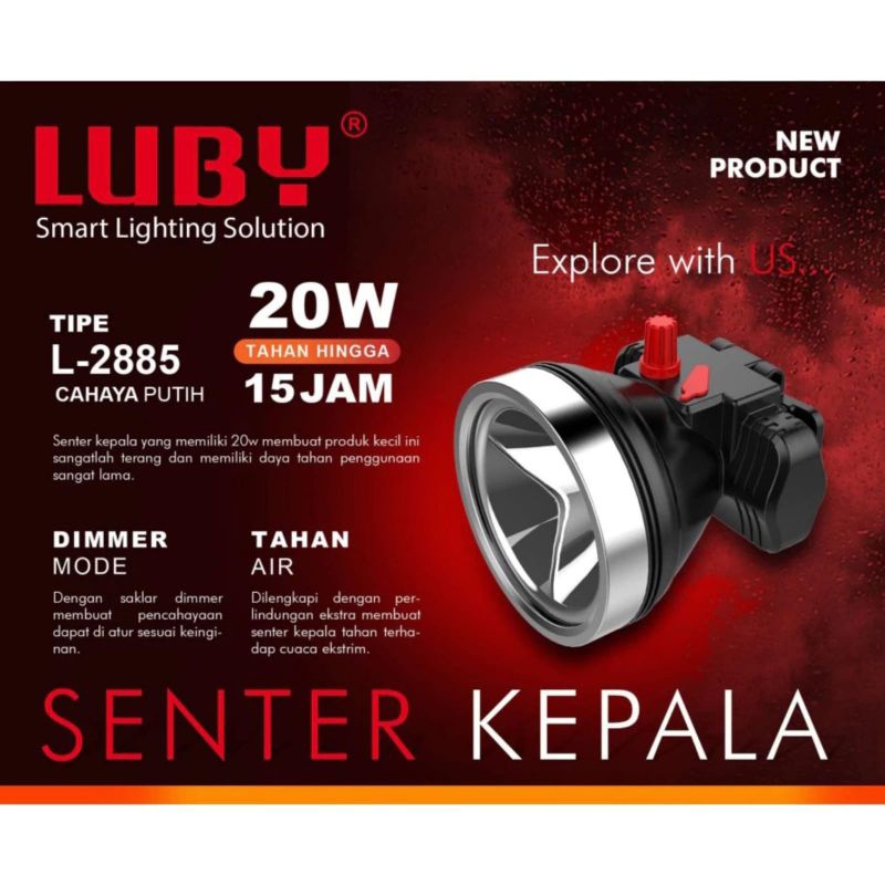 Senter Kepala/Headlamp 20 Watt All Type merk Luby 1516L/2888L/2888K/2880L/2863L/2879L/2879K/2895SC/2