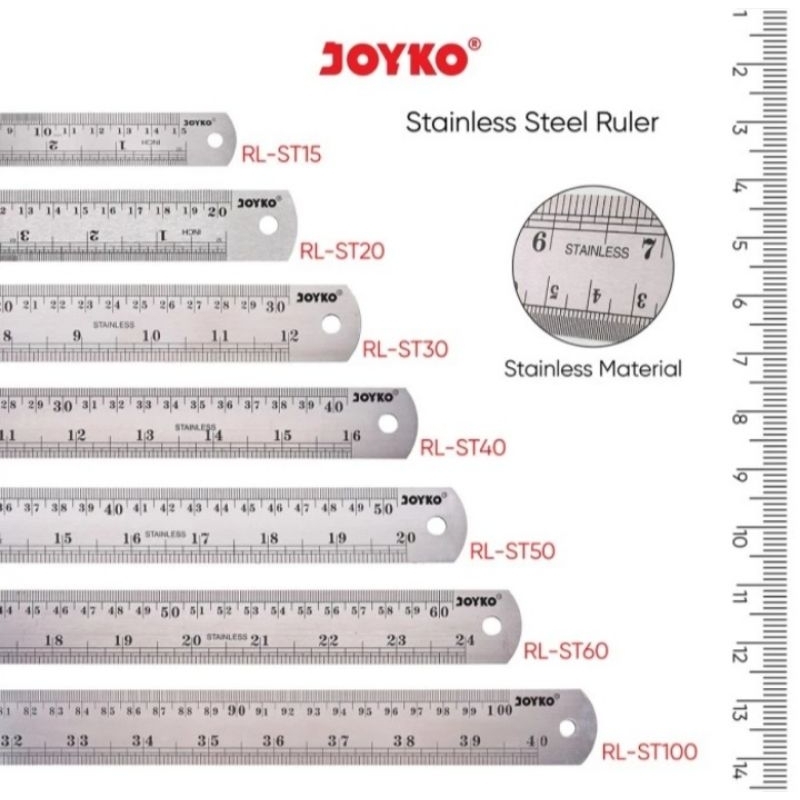 

Joyko Stainless Steel Ruler Penggaris Besi