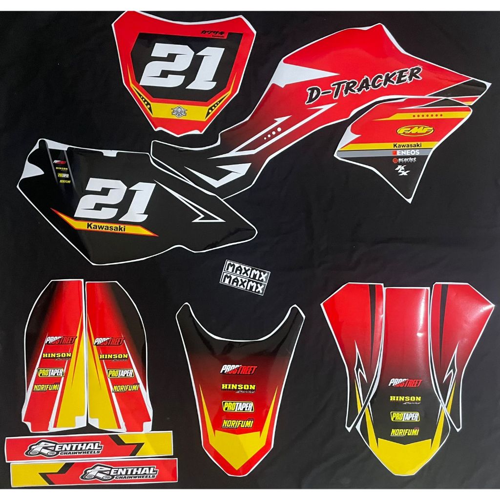 decal fullbody dtracker variasi striping motif merah hitam simple keren