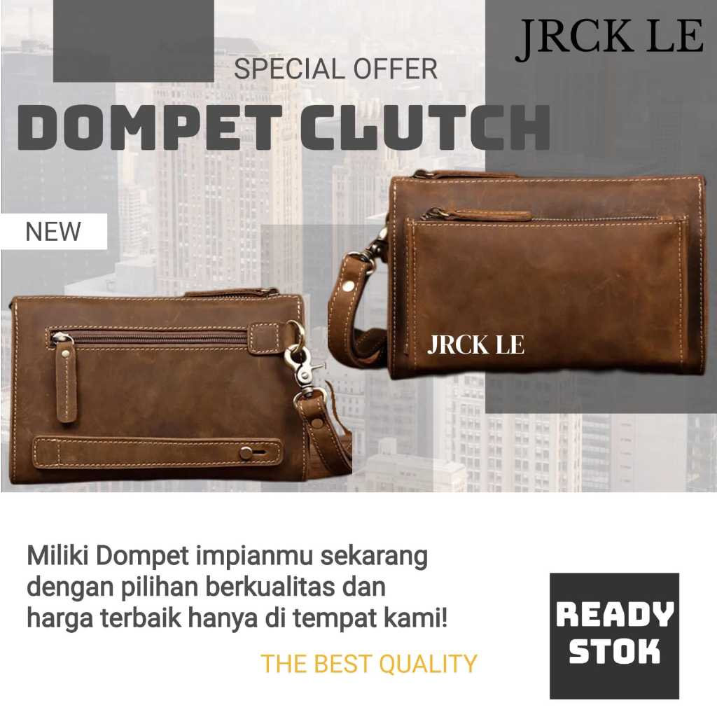 Tas Clutch Pria Trendi Tas Ponsel Kasual Bisnis Kulit Asli Garut