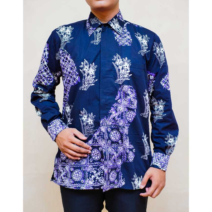 BATIK SIMONET Kemeja Batik Pria Pekalongan Lengan Panjang Reguler Fit Katun Primisima - BTK005