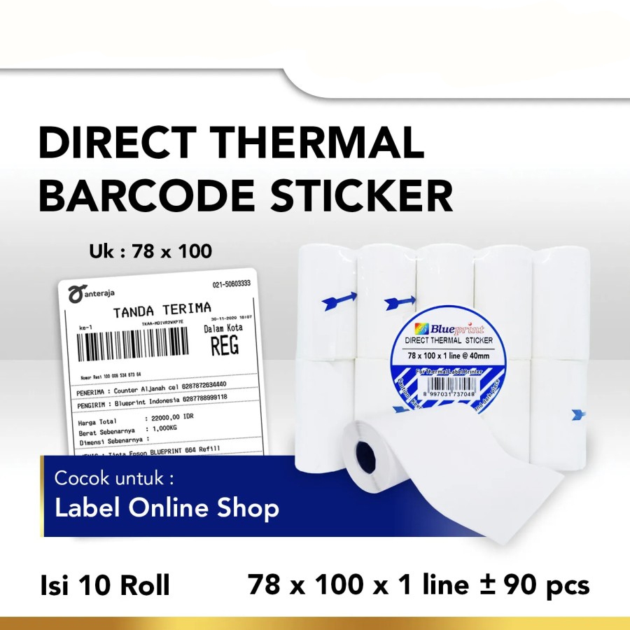 

KERTAS STIKER LABEL RESI ONLINE SHOP BLUEPRINT 78 X 100