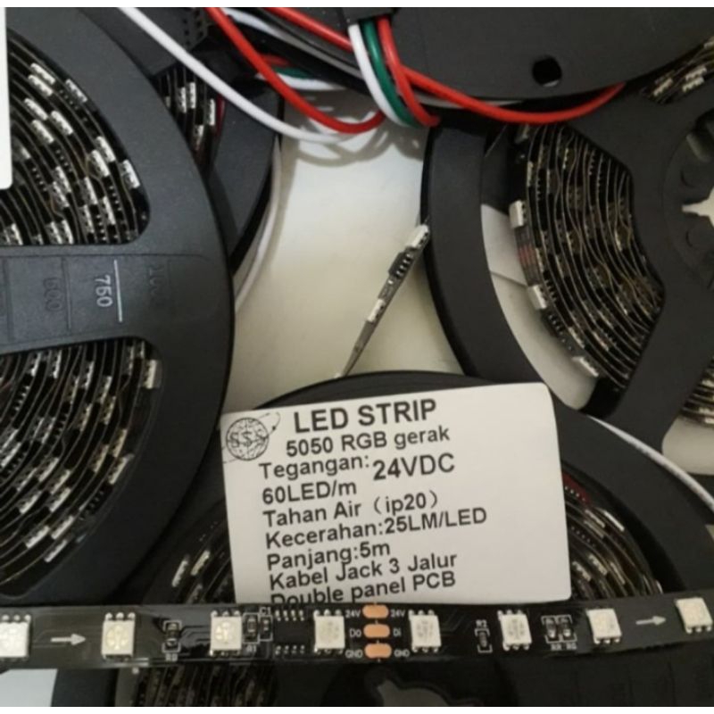 Lampu LED strip RGB ws 2811 24V DC 5meter Indor PCB black