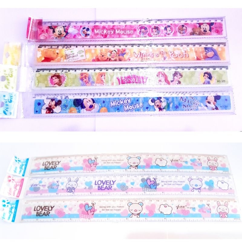 

Penggaris, Garisan 30 cm Plastik, Plastic Ruler Fancy Karakter Disney Mickey, Princess, Winnie The Pooh dan Bear