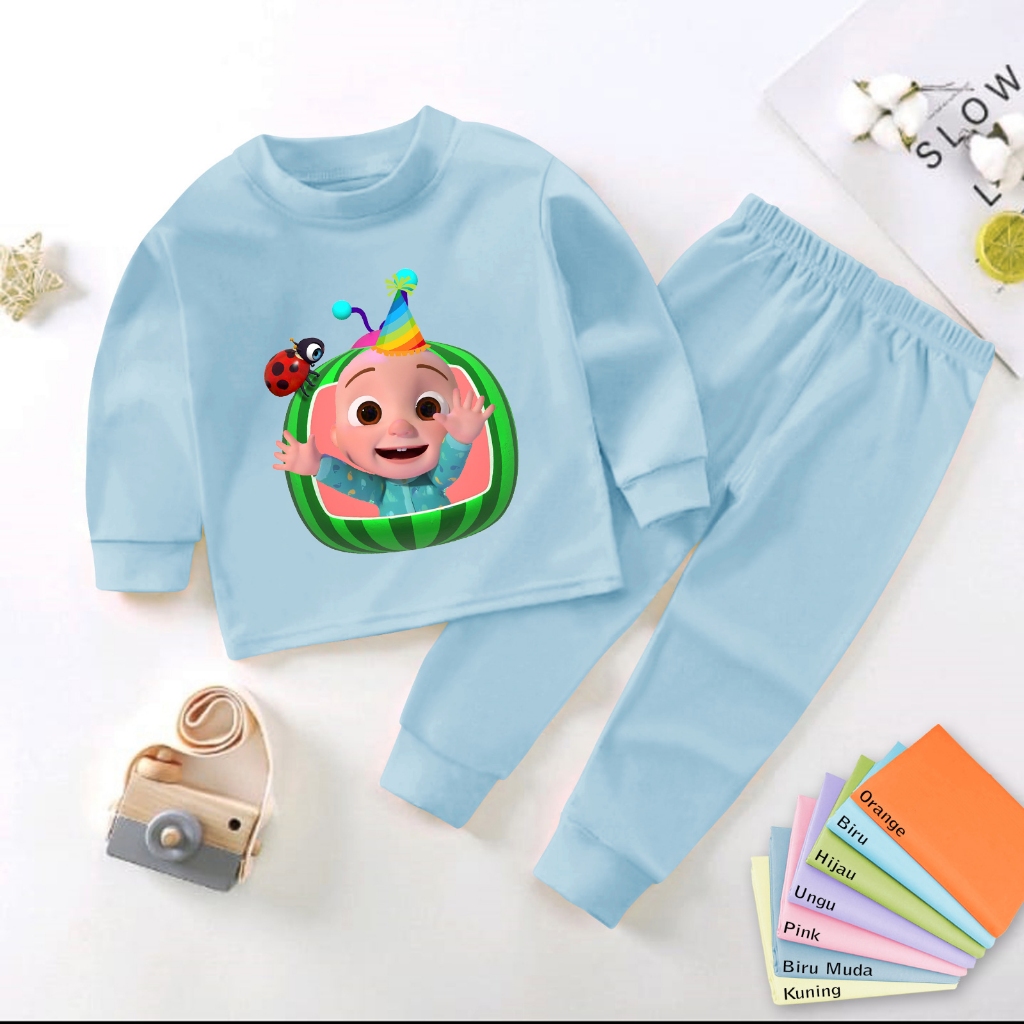 Baju Tidur Bayi Laki-Laki Setelan Lengan Panjang Piyama bayi 0-4 Tahun Motif Cocomelon Semangka