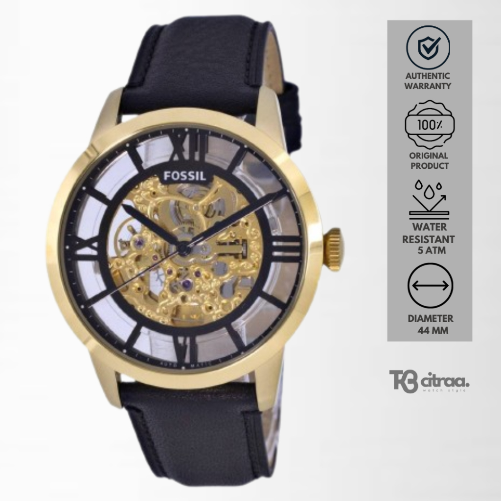 jam tangan fashion pria fossil townsman automatic analog strap kulit water resistant luxury watch casual mewah elegant original ME3210
