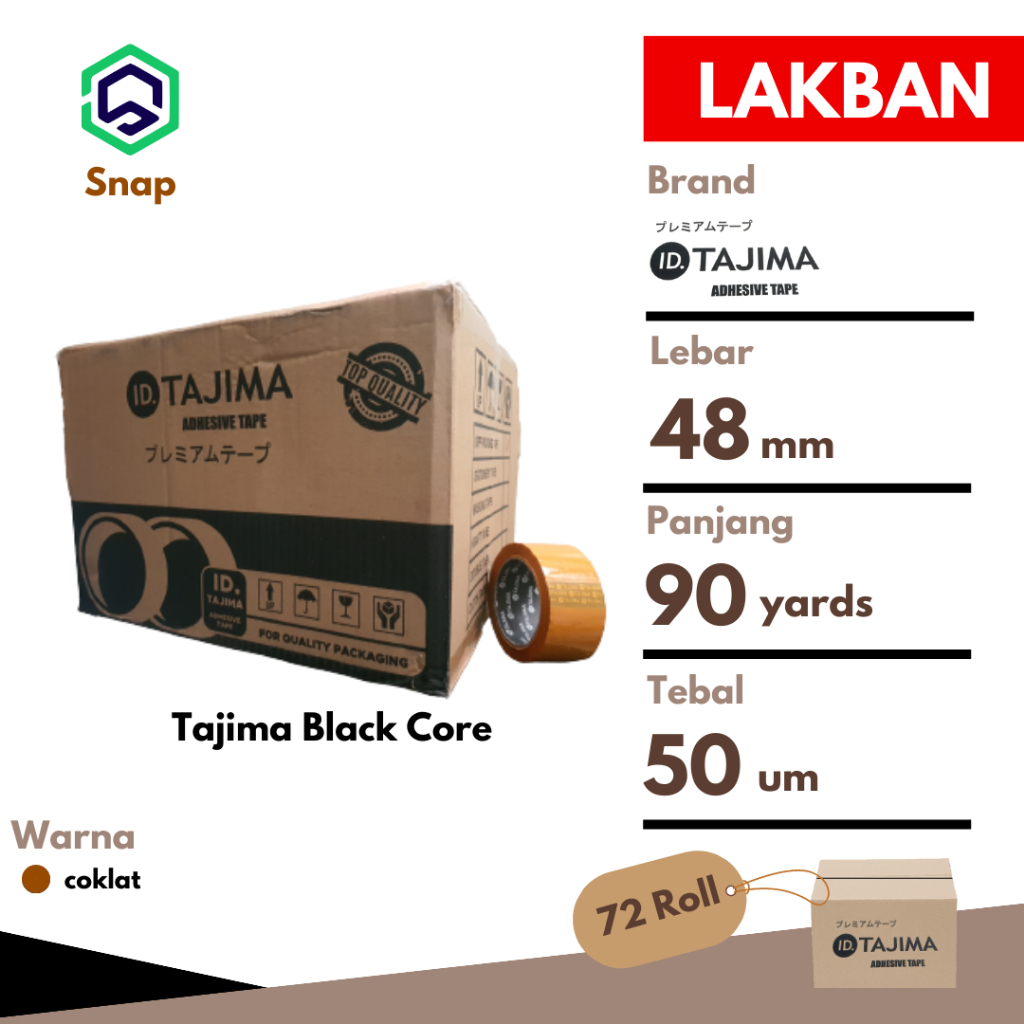 

Lakban Coklat Bening 48 mm x 90 yards Lengket Murah Ekonomis Tajima - Dus