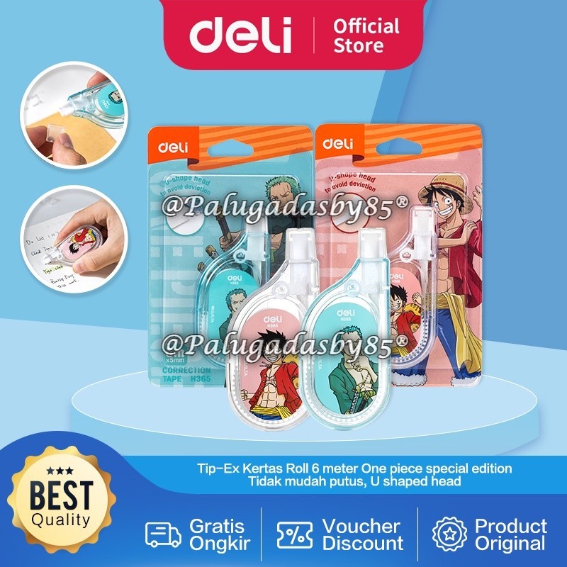 

(1 Biji) GROSIR Correction Tape DELI EH365 One Piece (6 M x 5 mm) / Tip-Ex Kertas Koreksi 6M Edisi One Piece EH365 / Deli H365 / Deli 365