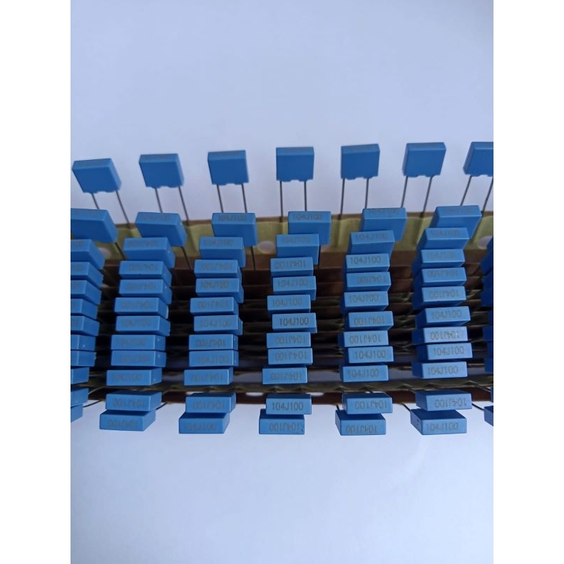 kapasitor MKM 104 100v 100n biru , kapasitor MKM renteng 104 100v 100n